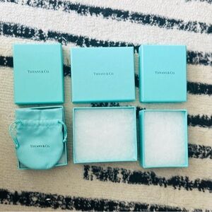 Tiffany & Co. Aqua Blue Boxes and Pouch Set